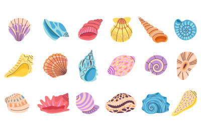 Seashell. Isolated seashells, oyster and clam. Decoration beach sea oc