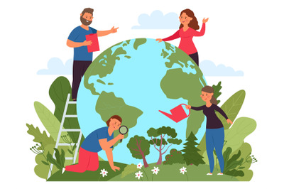 Eco world concept. People care earth, environment and nature. Protect