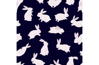 Funny bunny seamless pattern. Rabbits cartoon textile print&2C; cute bunn