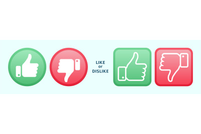 Like dislike logo icons. Thumbs up and down, social media approval mar