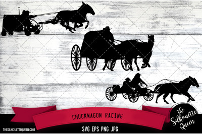 Chuckwagon Racing Silhouette, Equestrian Sport Vector | SVG | Clipart