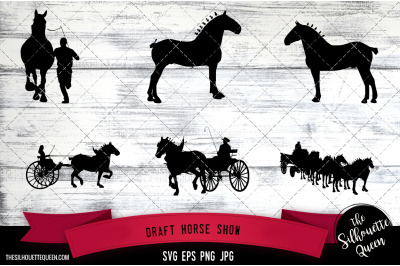 Draft Horse Show Silhouette, Equestrian Sport Vector | SVG | Clipart