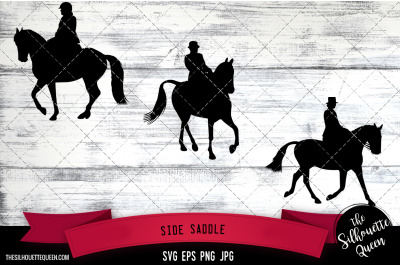 Side Saddle Silhouette, Equestrian Sport Vector | SVG | Clipart