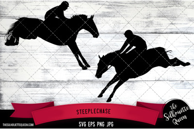 Steeplechase Silhouette, Equestrian Sport Vector | SVG | Clipart