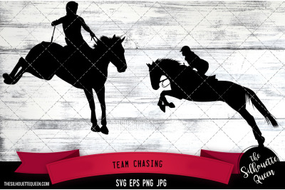 Team Chasing Silhouette, Equestrian Sport Vector | SVG | Clipart