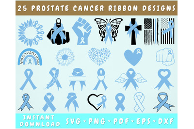 Prostate Cancer Ribbon SVG Bundle&2C; 25 Designs&2C; Prostate Cancer Clipart