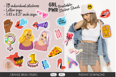 Girl Power Printable PNG Stickers | Women Equality Bundle
