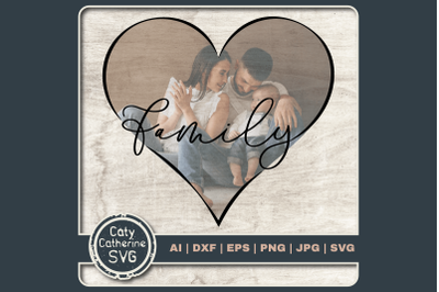 Family Love Heart Frame SVG Cut File