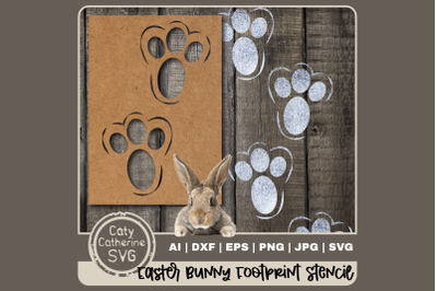 Easter Bunny Footprint Stencil DIY Rabbit Feet SVG Cut File