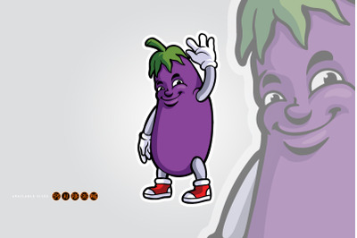 Funny eggplant logo mascot illustrations