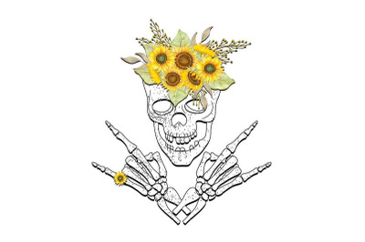 Skeleton With Sunflower Sublimation