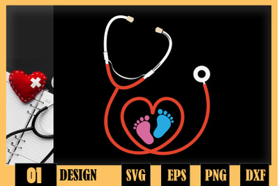 Obstetric Nurse Baby Feet Stethoscope