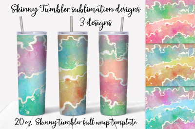 Watercolor abstract sublimation design. Skinny tumbler wrap design.