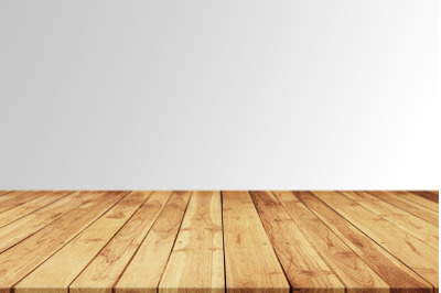 Brown Wood Plank Empty Table For Products Display With Gray Background