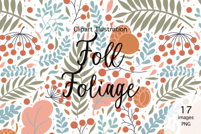 Fall Foliage Flowers Clipart, Floral Clipart PNG, Plants Graphic