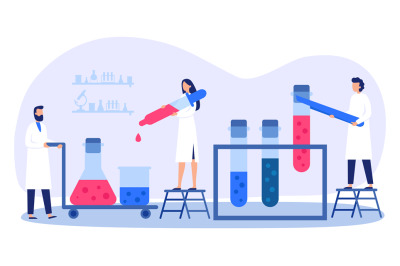 Science laboratory content. Scientist in uniform working with liquids