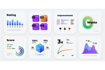 Presentation infographic. Product information and business achievement