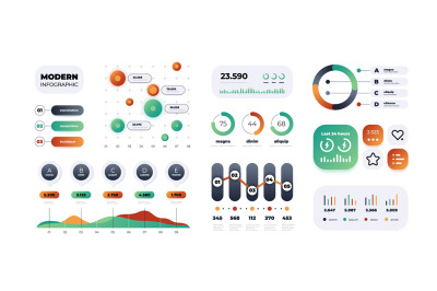 Graph infographic. Colorful modern flow charts and diagrams, option an