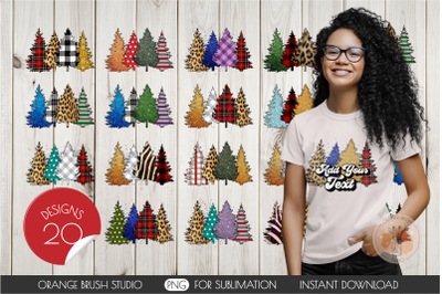 Christmas Tree Sublimation Bundle. PNG Background Designs