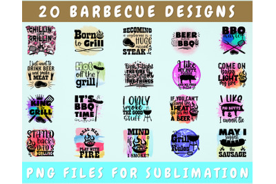 Barbecue Sublimation Designs Bundle, 20 Designs, Barbecue PNG Files