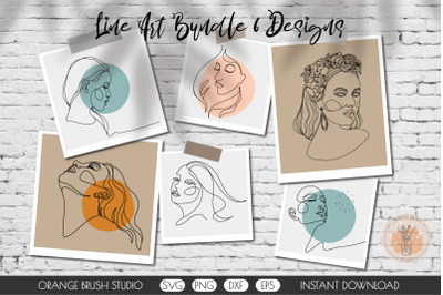 Line Art Woman SVG Bundle. Single Line - 6 Female Designs