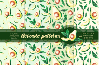 Watercolor Avocado patterns/ Watercolor Patterns PNG, JPG