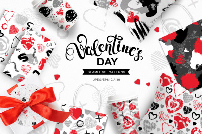 Valentine&#039;s Day Seamless Patterns