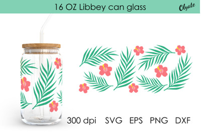 Tropical Libbey Can Glass. 16 OZ Can Glass. Tropical SVG