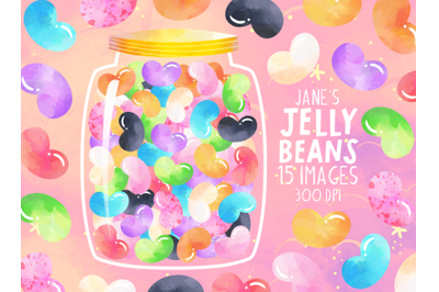 Watercolor Jellybeans Clipart