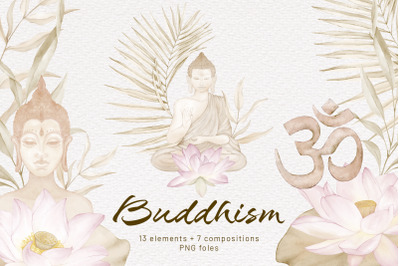 Buddhism Buddha Lotus Zen Yoga Watercolor Clipart