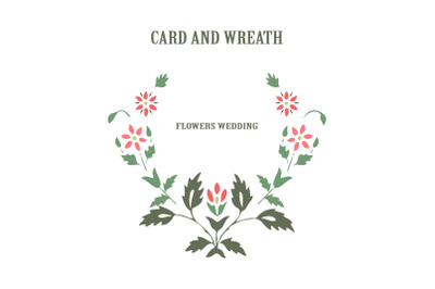 Minimalist wedding invitation floral card. Simple wildflowers, stems,
