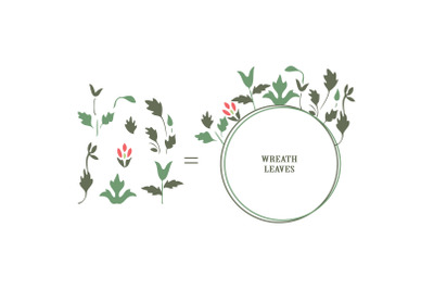 Minimalist wedding invitation floral card. Simple wreath wildflowers,
