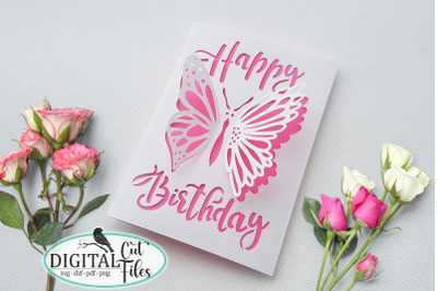 Pop up Butterfly Birthday insert card svg Cricut Silhouette
