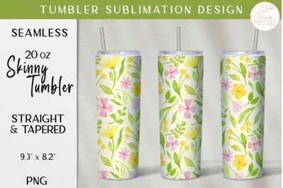 Watercolor Floral Tumbler Sublimation PNG. Spring Summer Tumbler Wrap