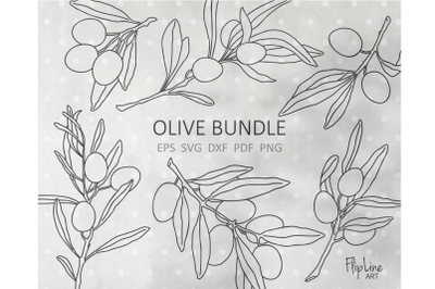 Olive Bundle SVG &amp; PNG clipart, olive branch Botanical