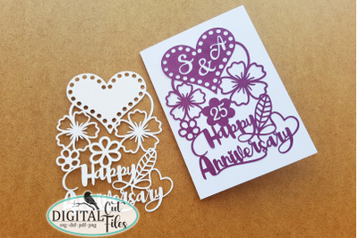 Anniversary card papercut template svg plotter cut