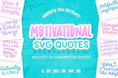Motivational SVG Quotes | 20 Handwritten Phrases