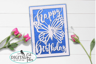Butterfly Birthday insert card svg Cricut Silhouette digital