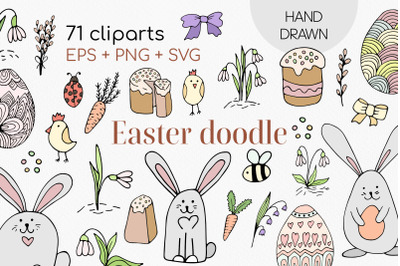 Easter clipart. Color vector doodle