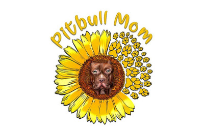 Pitbull Mom Sunflower Sublimation