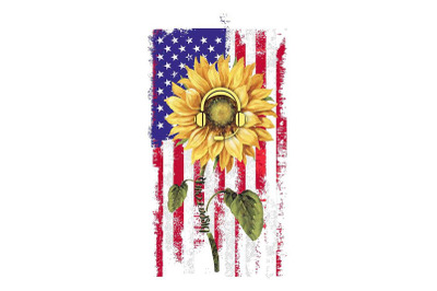 Sunflower With American Flag Sublimation