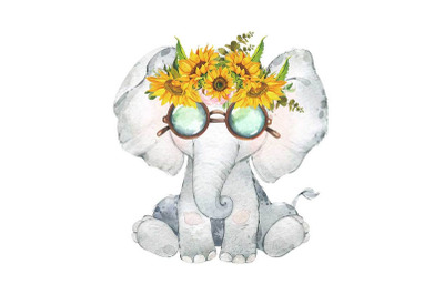 Cute Elephant Sunflower Sublimation