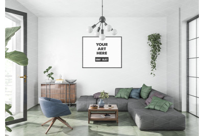 Interior scene artwork background frame mockup