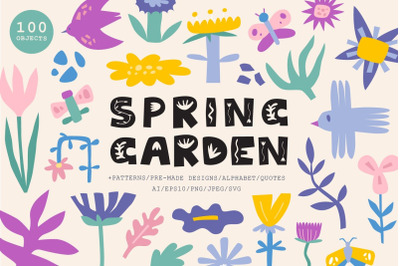 Spring Garden | Clipart + patterns