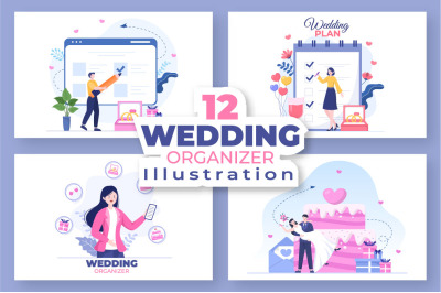 12 Wedding Organizer Cartoon Illustration