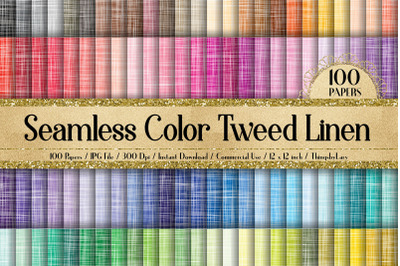 100 Seamless Color Tweed Linen Fabric Texture Digital Papers
