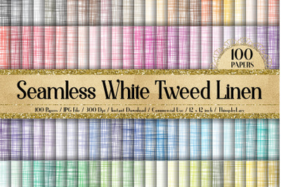 100 Seamless White Tweed Linen Digital Papers