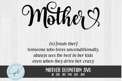 Mother Definition SVG, Silhouette cut files