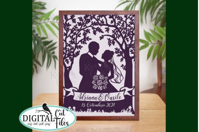 Personalization Wedding couple frame svg dxf cut file