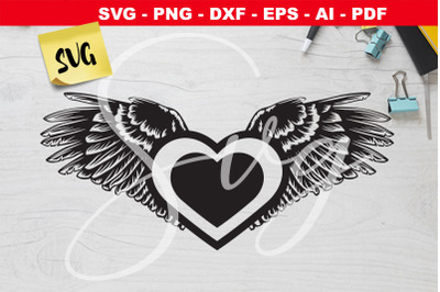 Angel wings heart SVG